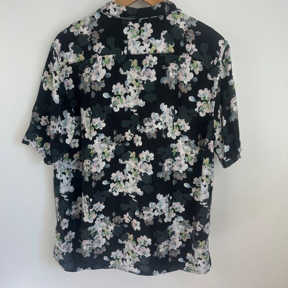 Le 31 for Simons Men's Medium Black Floral Short Sleeve Button Down Shirt Beach - Picture 6 of 9